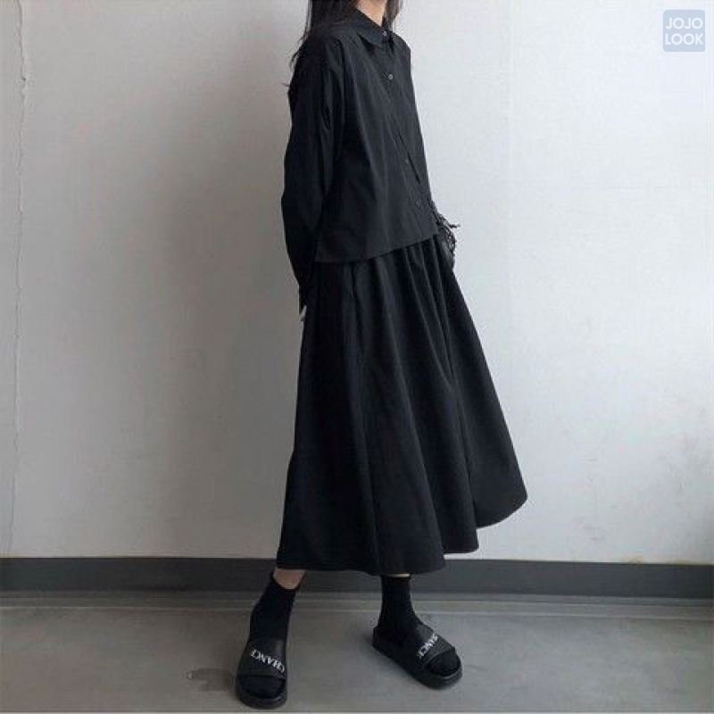 ブラックシャツ＋スカート/2点セット