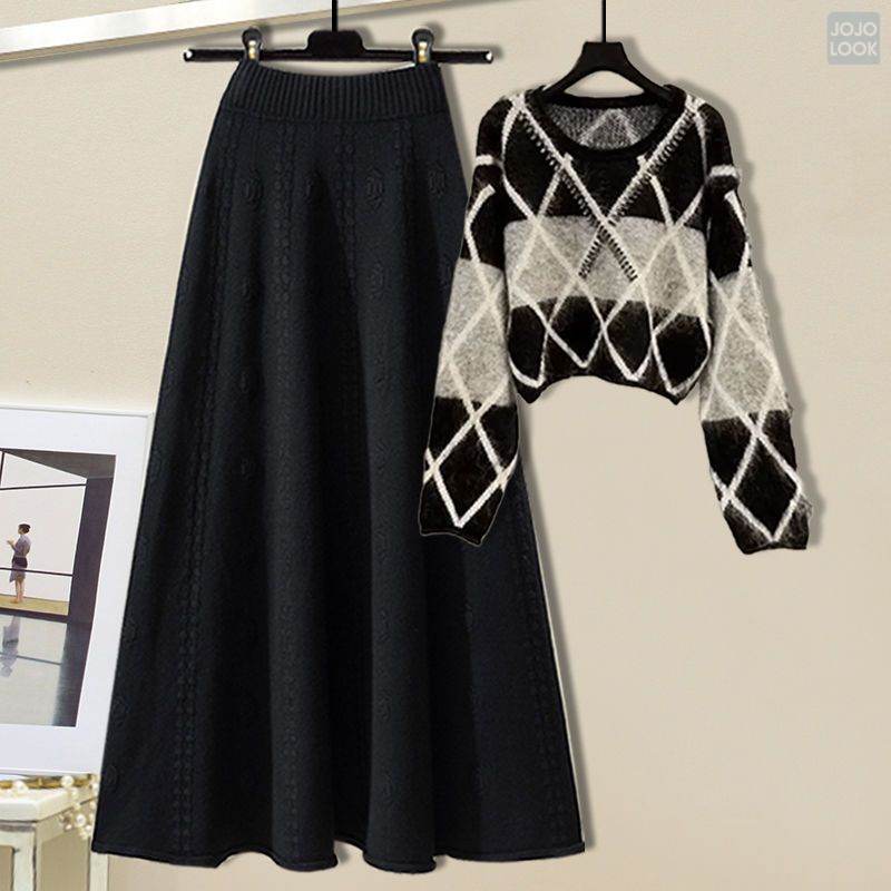 ブラック/ニット.セーター+スカート