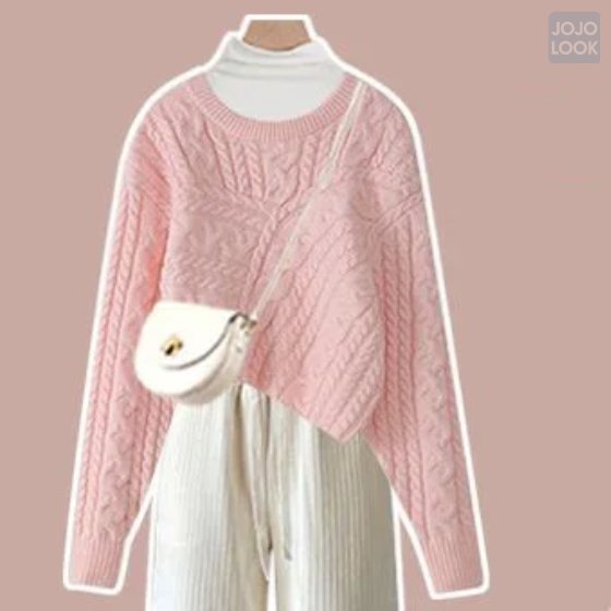 ピンク/セーター+ホワイト/Tシャツ